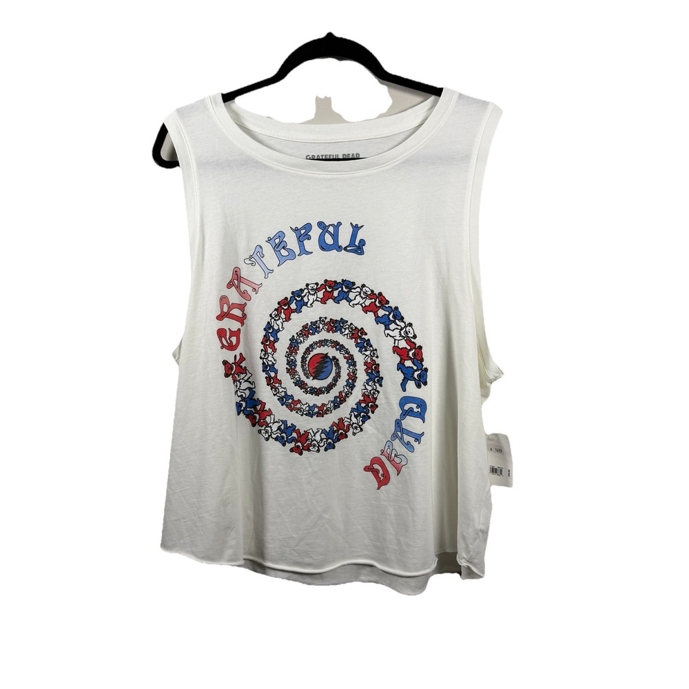 Lucky Brand Tank Top Womens‎ XXL White Grateful Dead Dancing Bears Graphic NWT